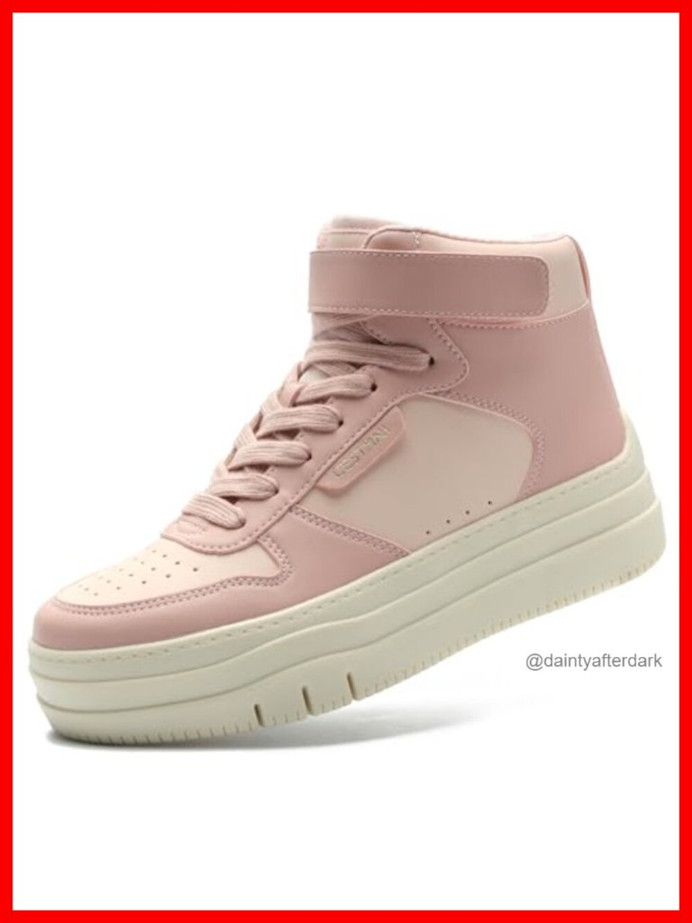 Platform High Top Sneakers Faux Leather Memory Foam Lace-Up Women